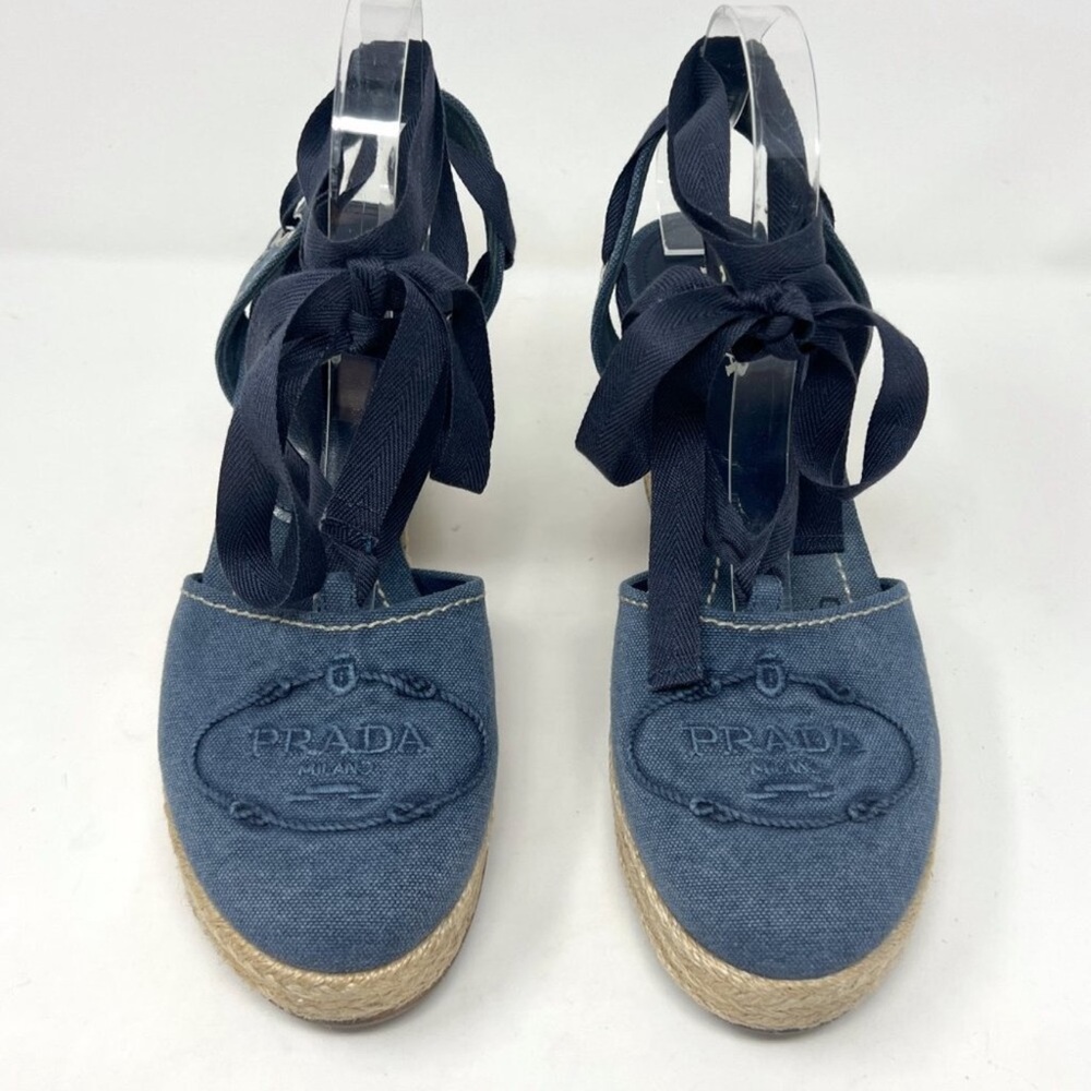 Prada Denim Espadrilles Platforms Sandals EU40 US9.5-10 - Picture 3 of 10
